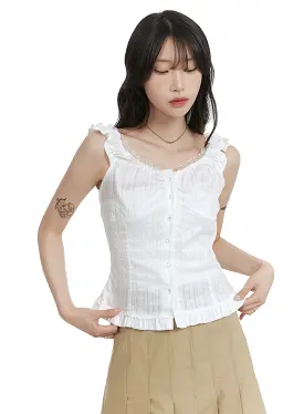 Frill Lace Ruffled Hem Sleeveless Top CA408