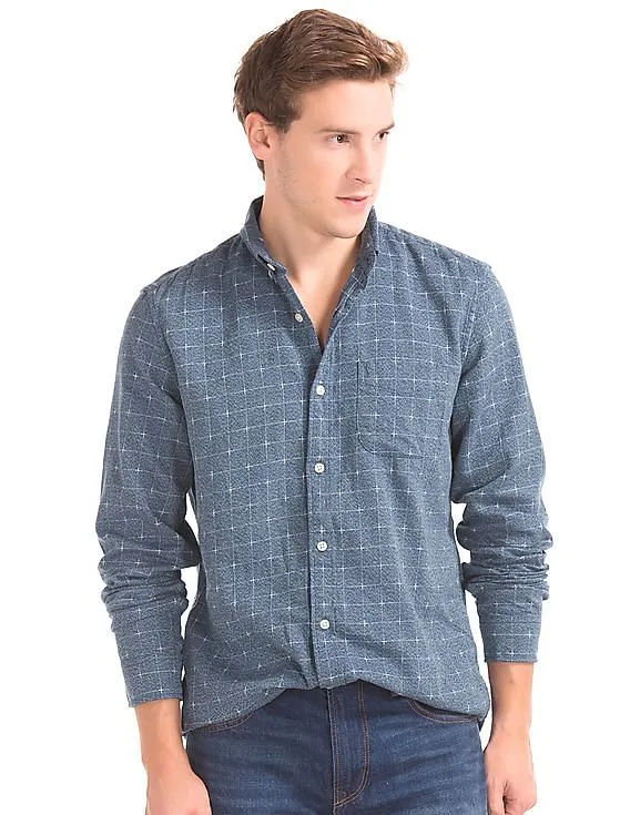 GAP Men Indigo Twill Dobby Standard Fit Shirt