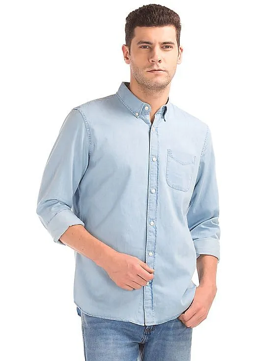 GAP Men Indigo Twill Standard Fit Shirt