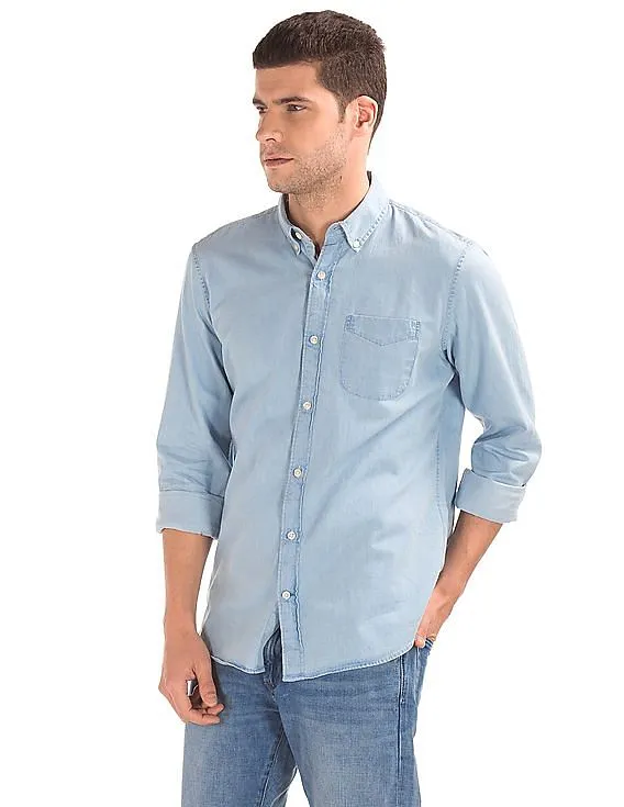 GAP Men Indigo Twill Standard Fit Shirt