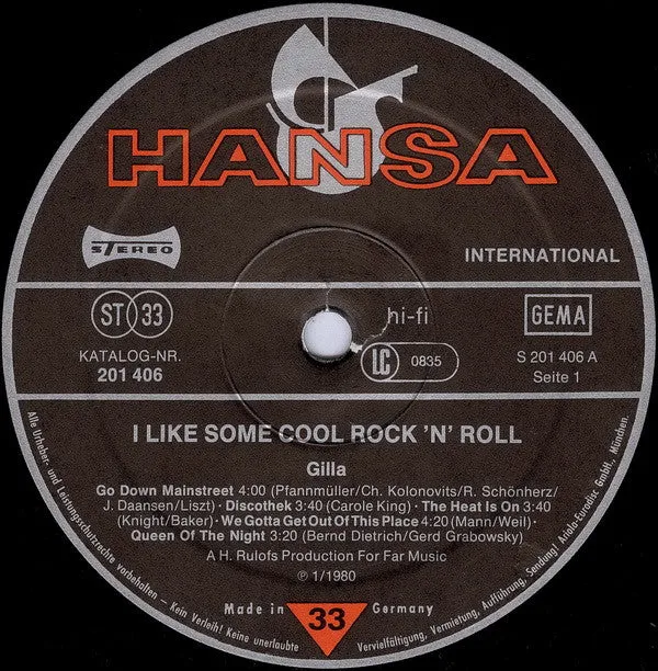 Gilla ~ I Like Some Cool Rock 'n' Roll