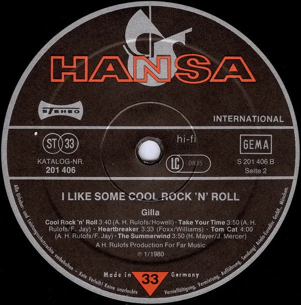 Gilla ~ I Like Some Cool Rock 'n' Roll