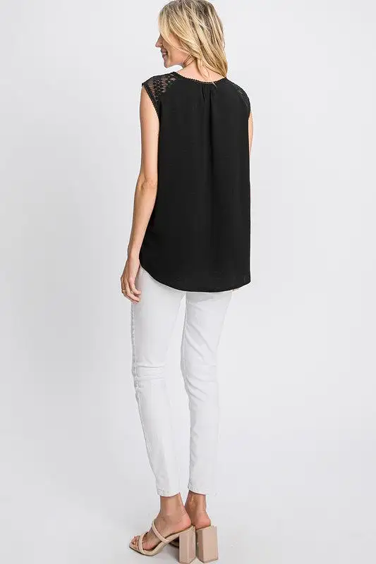 Hailey & CO Sleeveless Top with Lace Detail