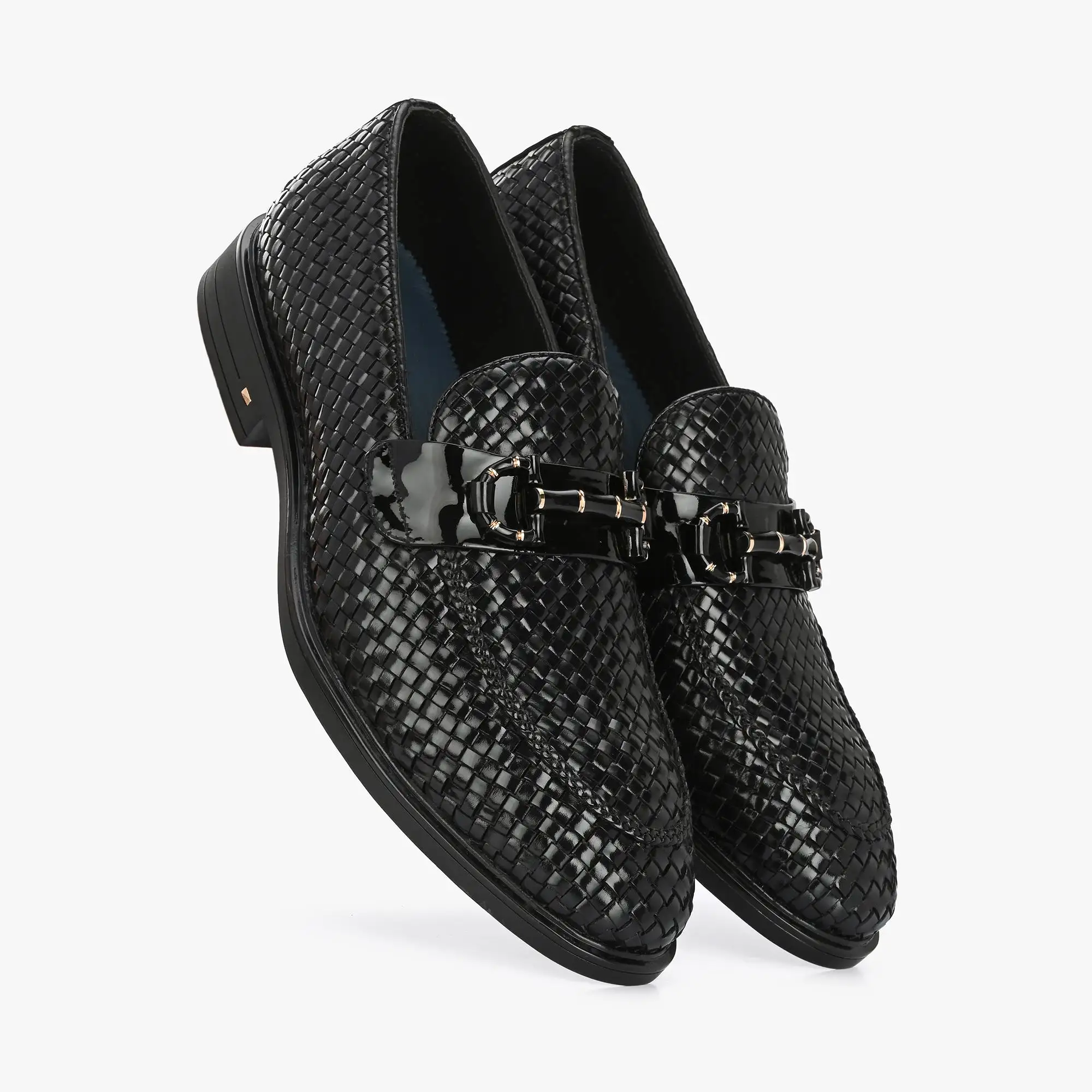 Hand-Woven Buckled Loafers by Lafattio