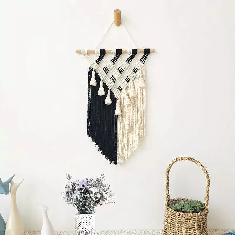 Hand-Woven Tapestry Fringed Macrame Hanging Wall Tapestry