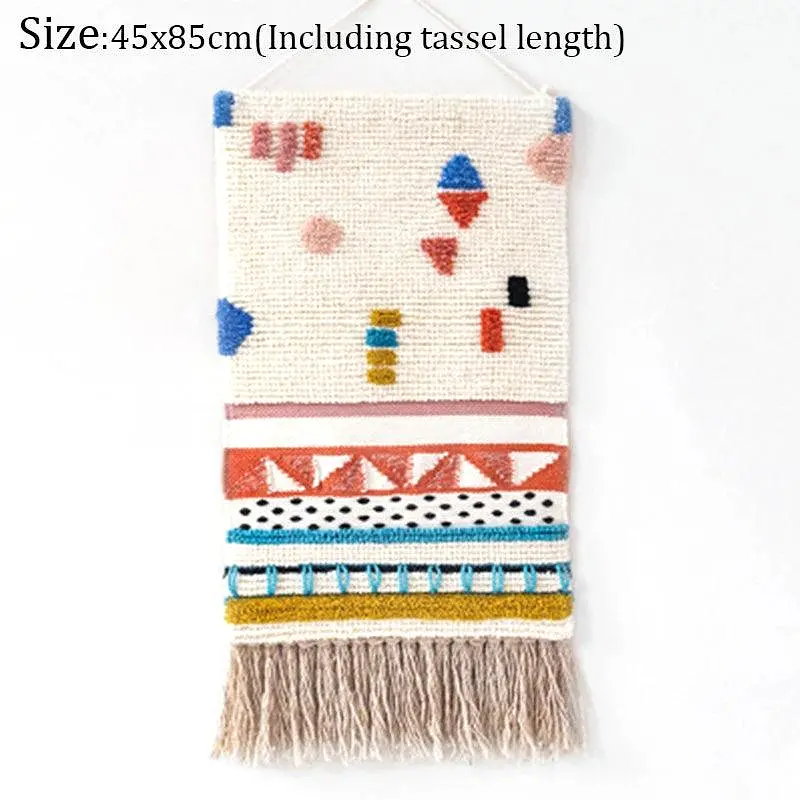 Hand Woven Tufted Macrame Tassel Tapestries