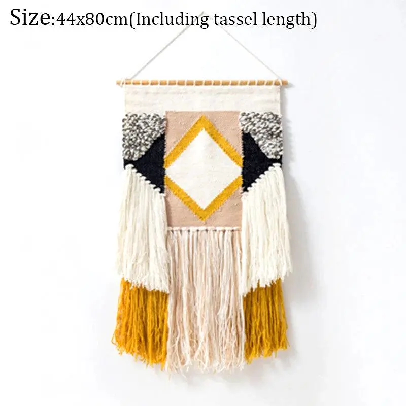 Hand Woven Tufted Macrame Tassel Tapestries