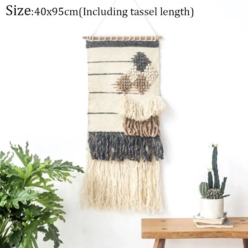 Hand Woven Tufted Macrame Tassel Tapestries