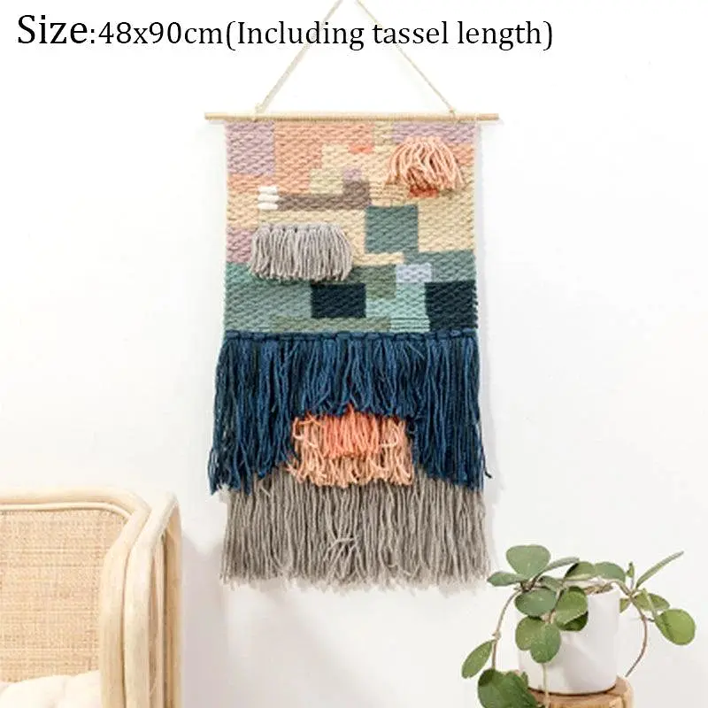 Hand Woven Tufted Macrame Tassel Tapestries