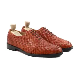 Haru - Men's Tan Hand Woven Calf Leather Wholecut Shoe