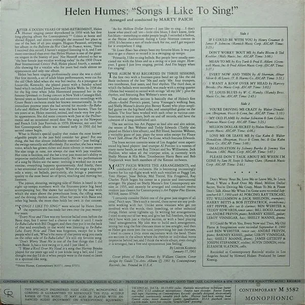 Helen Humes ~ Songs I Like To Sing!