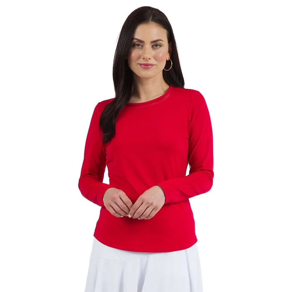 Ibkul Solid Long Sleeve Crew Neck Shirt (Women's)