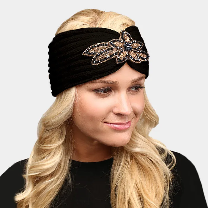 iLLASPARKZ Soft Knit Beaded Flower Headband