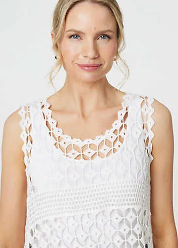 Izabel London White Lace Sleeveless High Low Top | Grattan