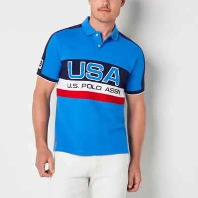 JCPenney U.S. Polo Assn. Colorblock Graphic Mens Classic Fit Short Sleeve Shirt