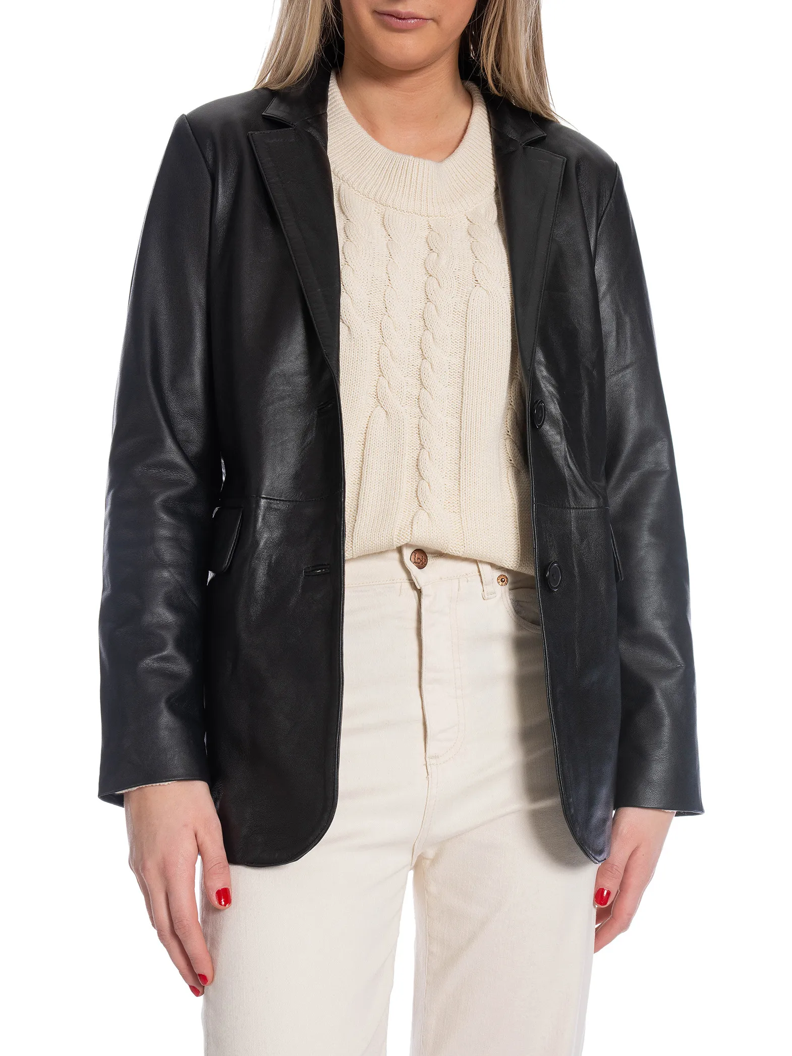 JOFAMA LEATHER BLAZER EMMA BLACK