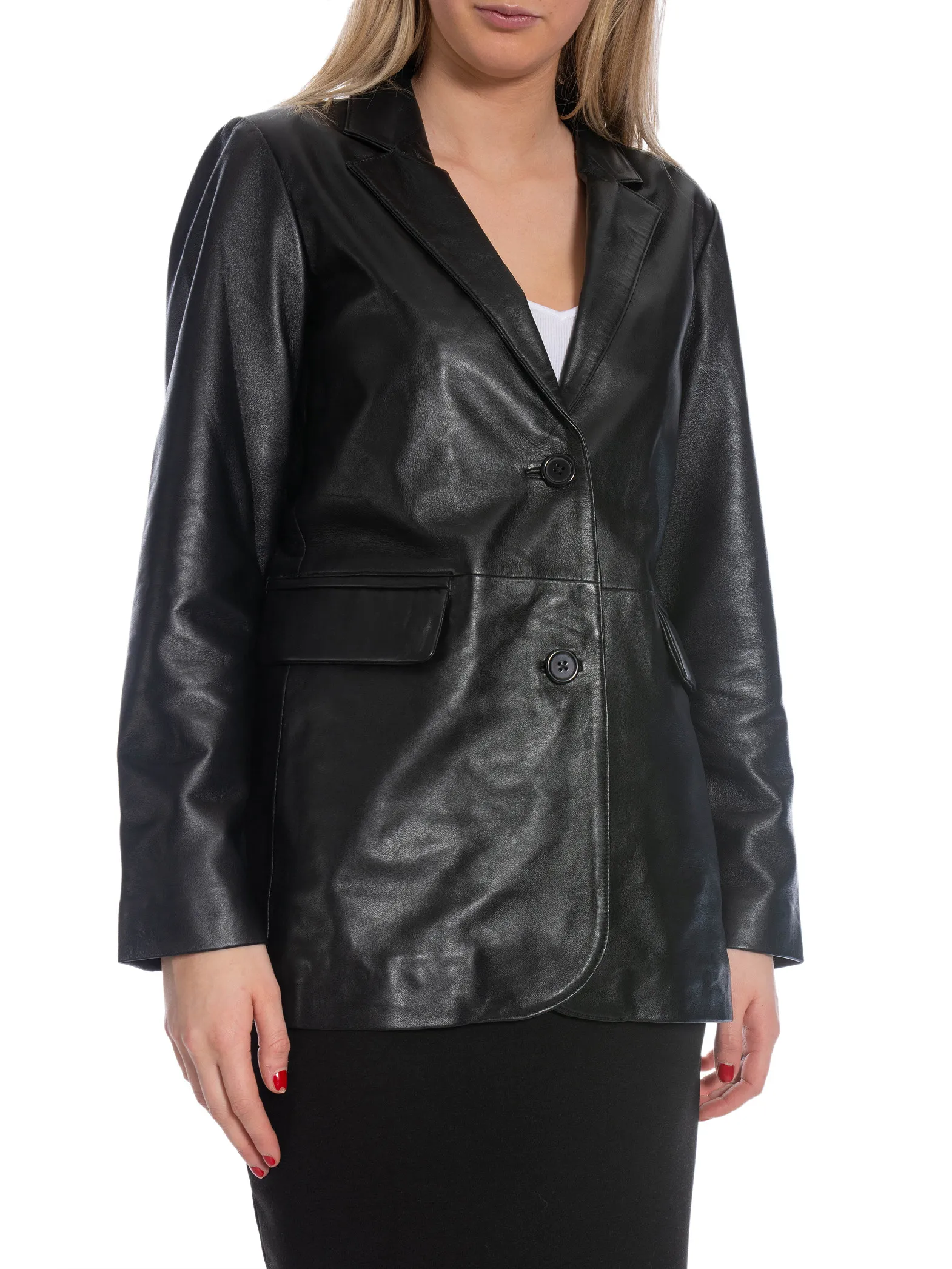 JOFAMA LEATHER BLAZER EMMA BLACK