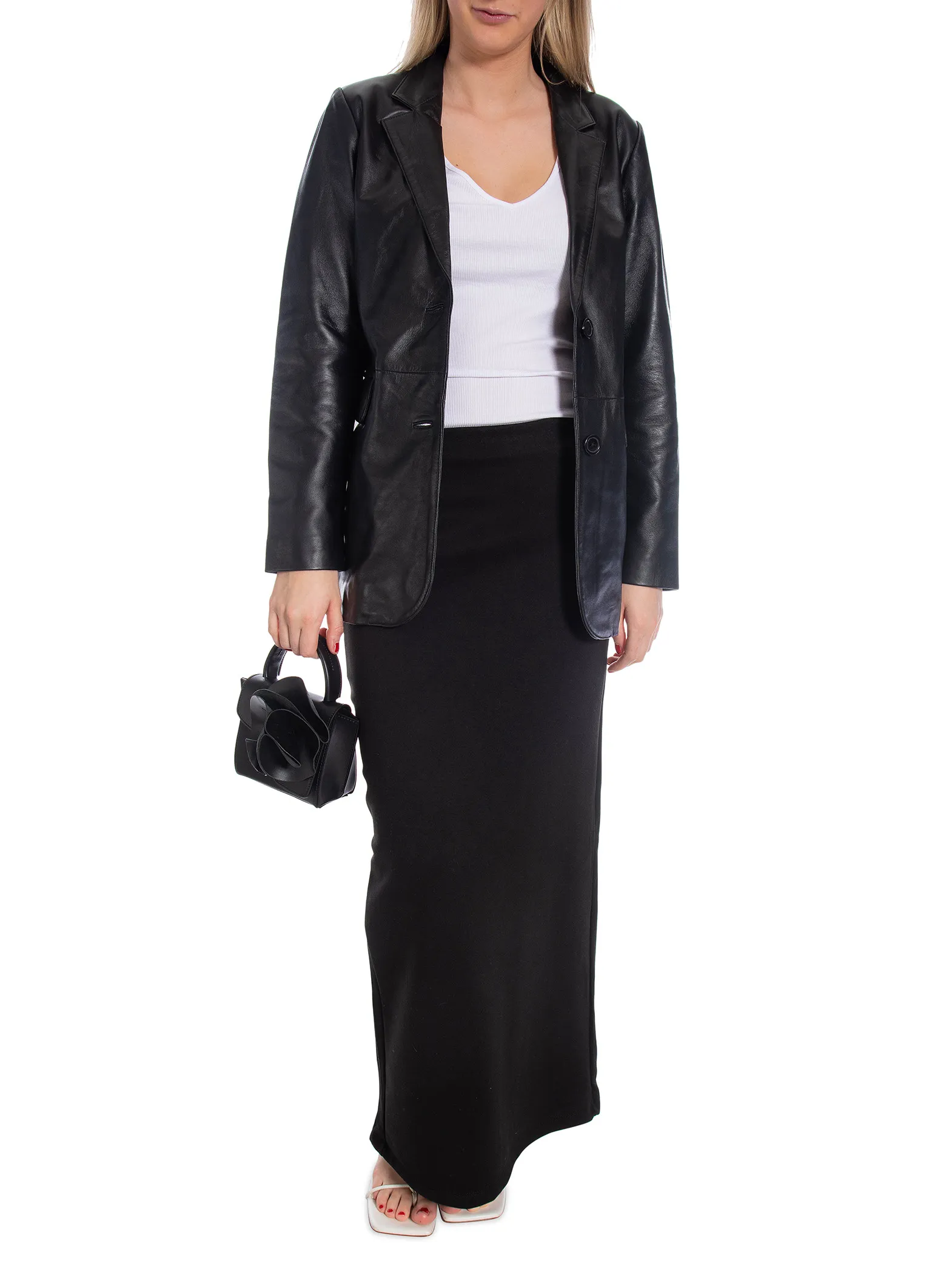 JOFAMA LEATHER BLAZER EMMA BLACK