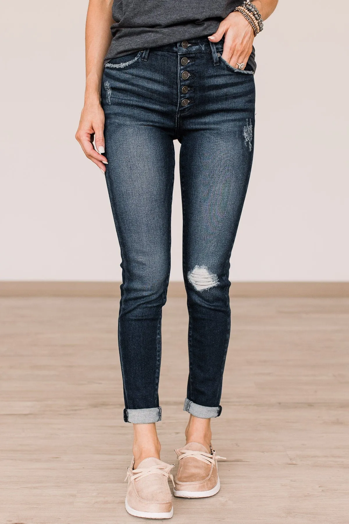 KanCan Button Fly Skinny Jeans- Julia Wash