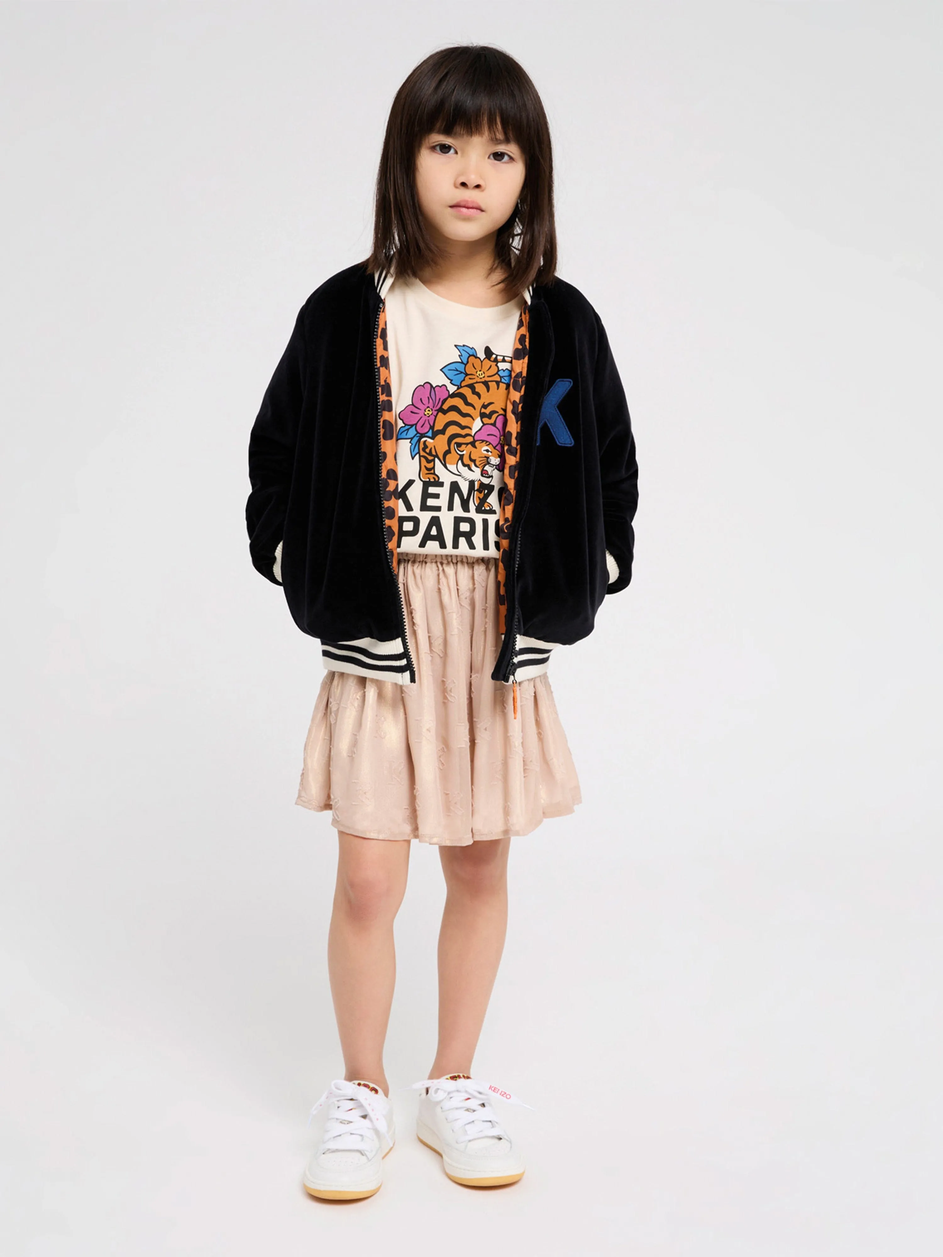 KENZO Girls Zip Up Jacket in Black