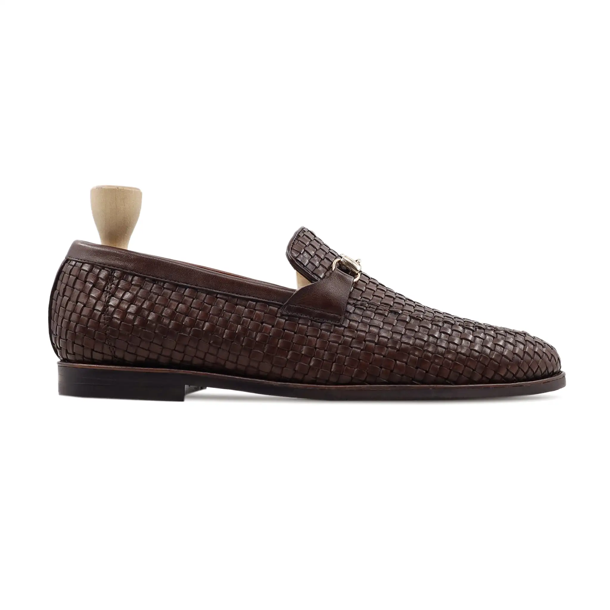 Kherson - Men's Dark Brown Hand Woven Leather Loafer