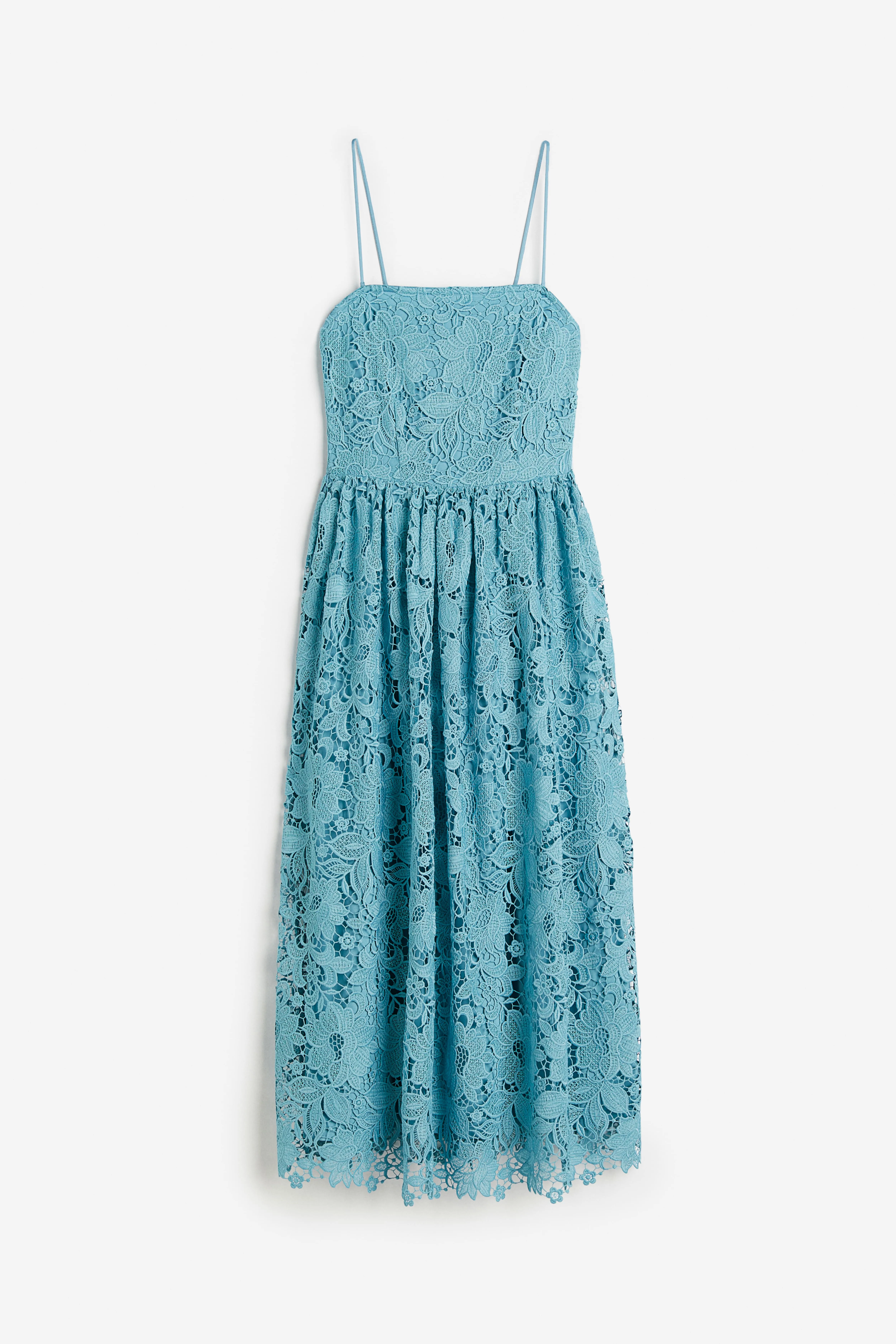 Lace bandeau dress - Sleeveless - Midi - Turquoise - Ladies | H&M GB