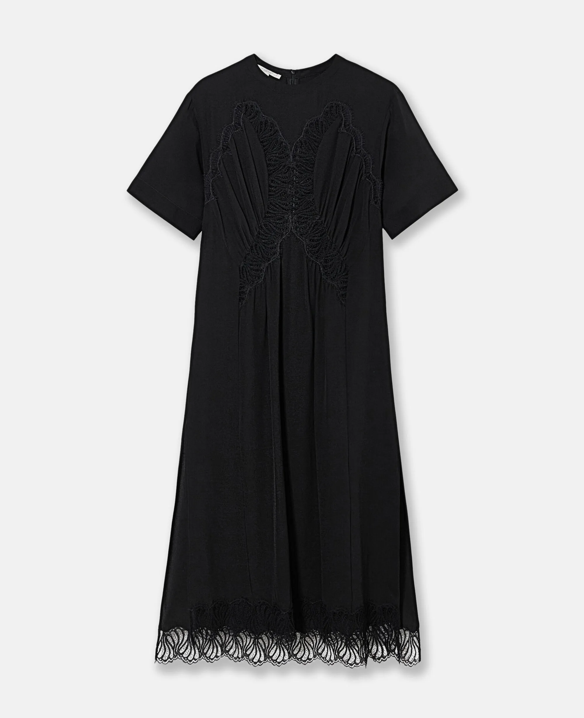 Lace Insert Short Sleeve Maxi Dress