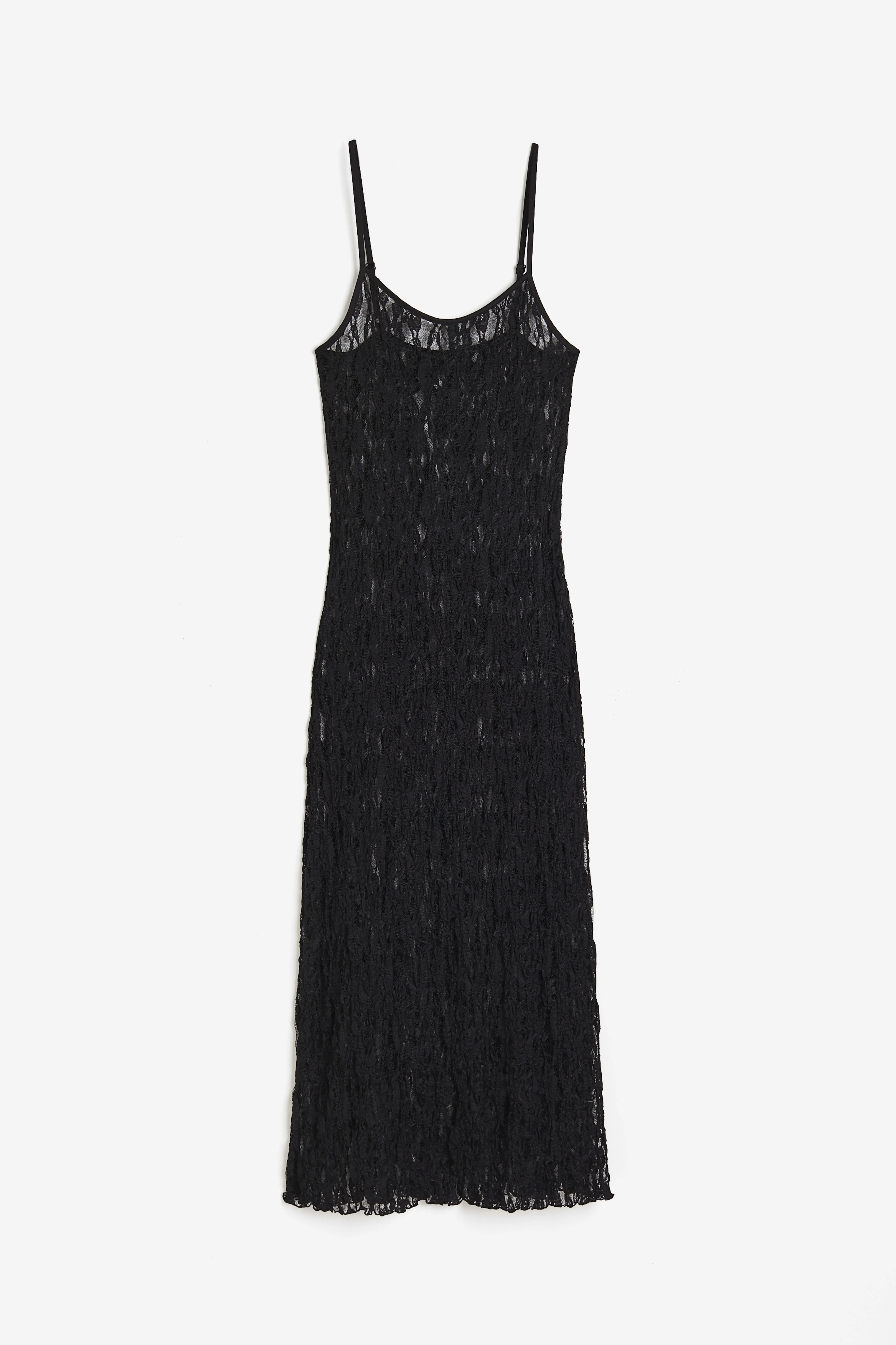 Lace slip dress - Round neck - Sleeveless - Black - Ladies | H&M GB