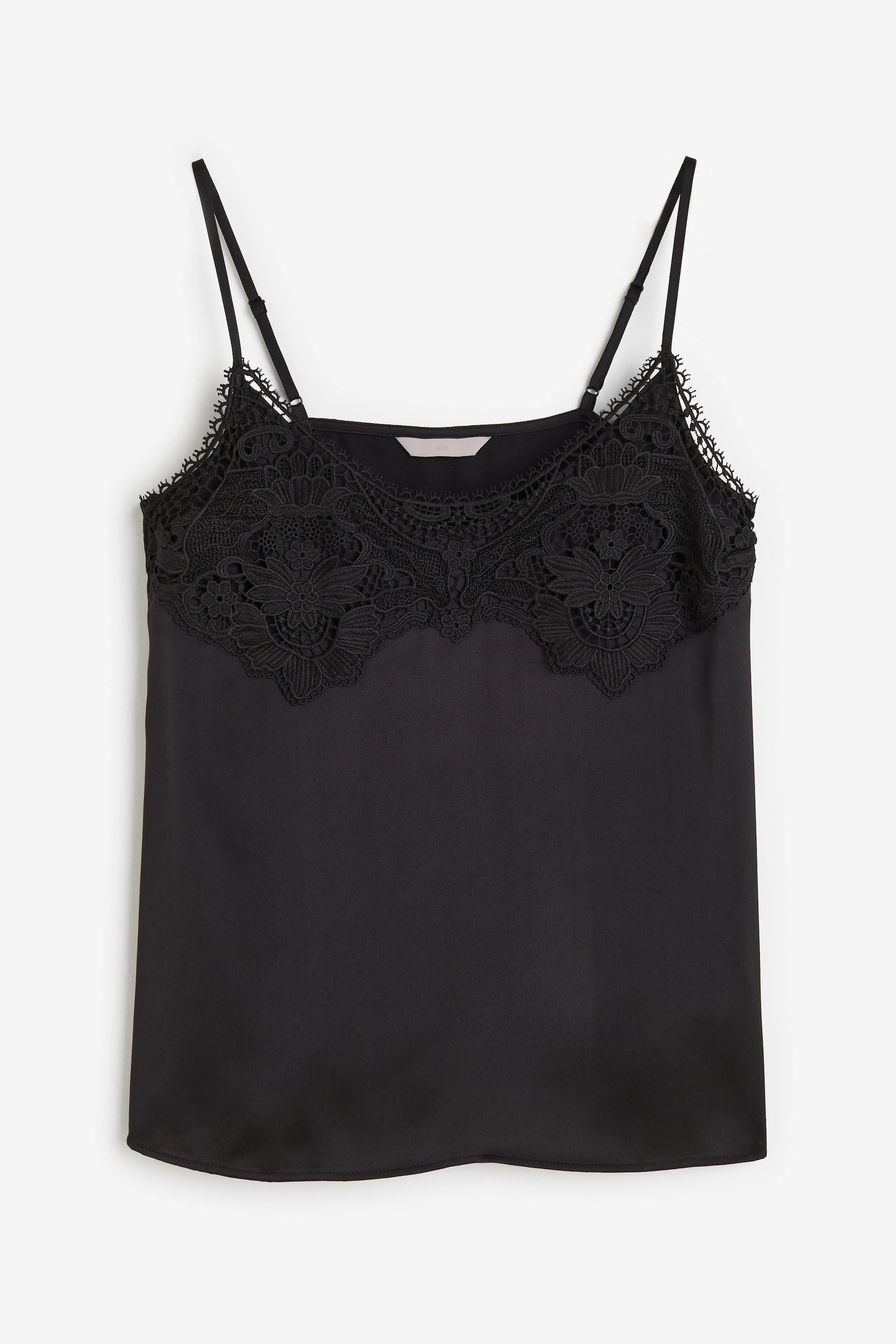 Lace-trimmed cami top - V-neck - Sleeveless - Black - Ladies | H&M GB