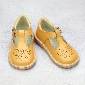 L'Amour Medallion T-Strap Leather Stitch Down Mary Janes