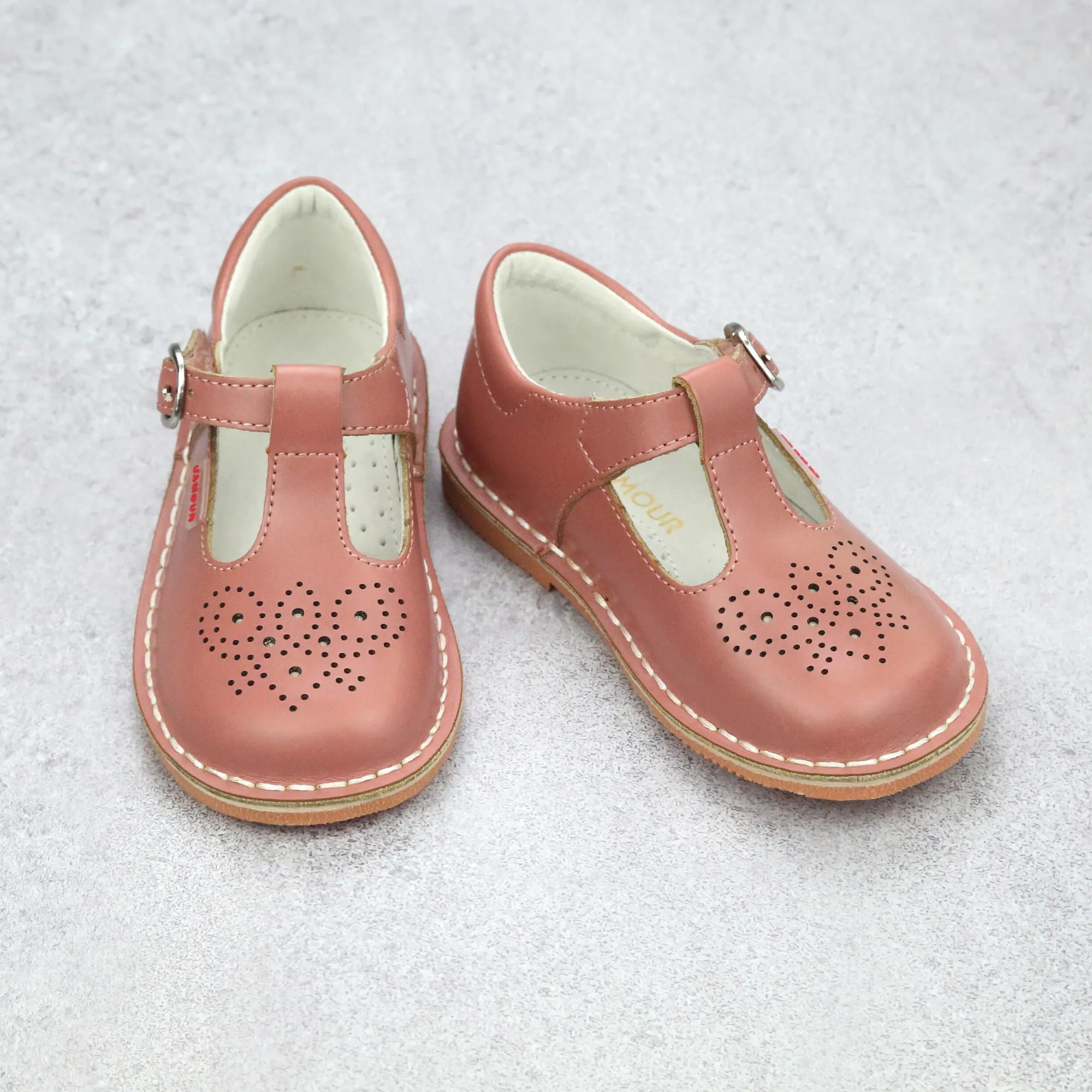 L'Amour Medallion T-Strap Leather Stitch Down Mary Janes