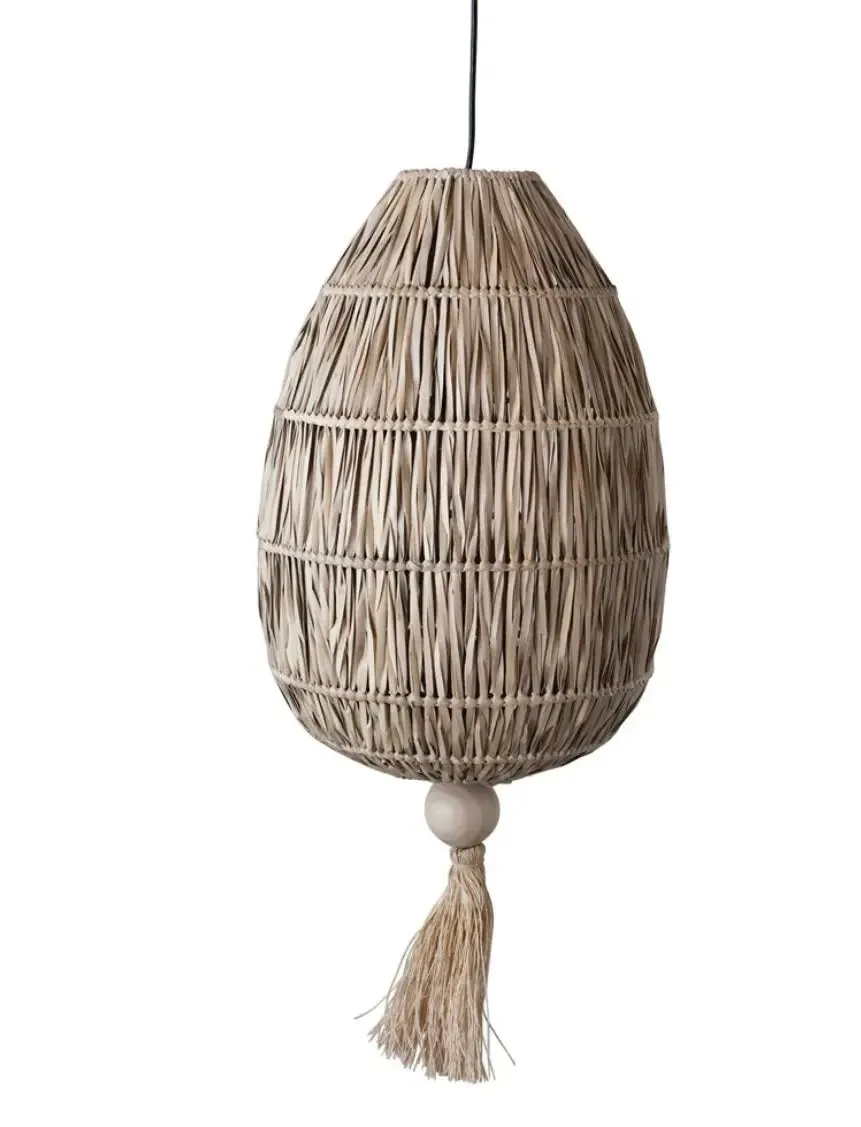 Large Hand Woven Rattan Pendant With Tassel