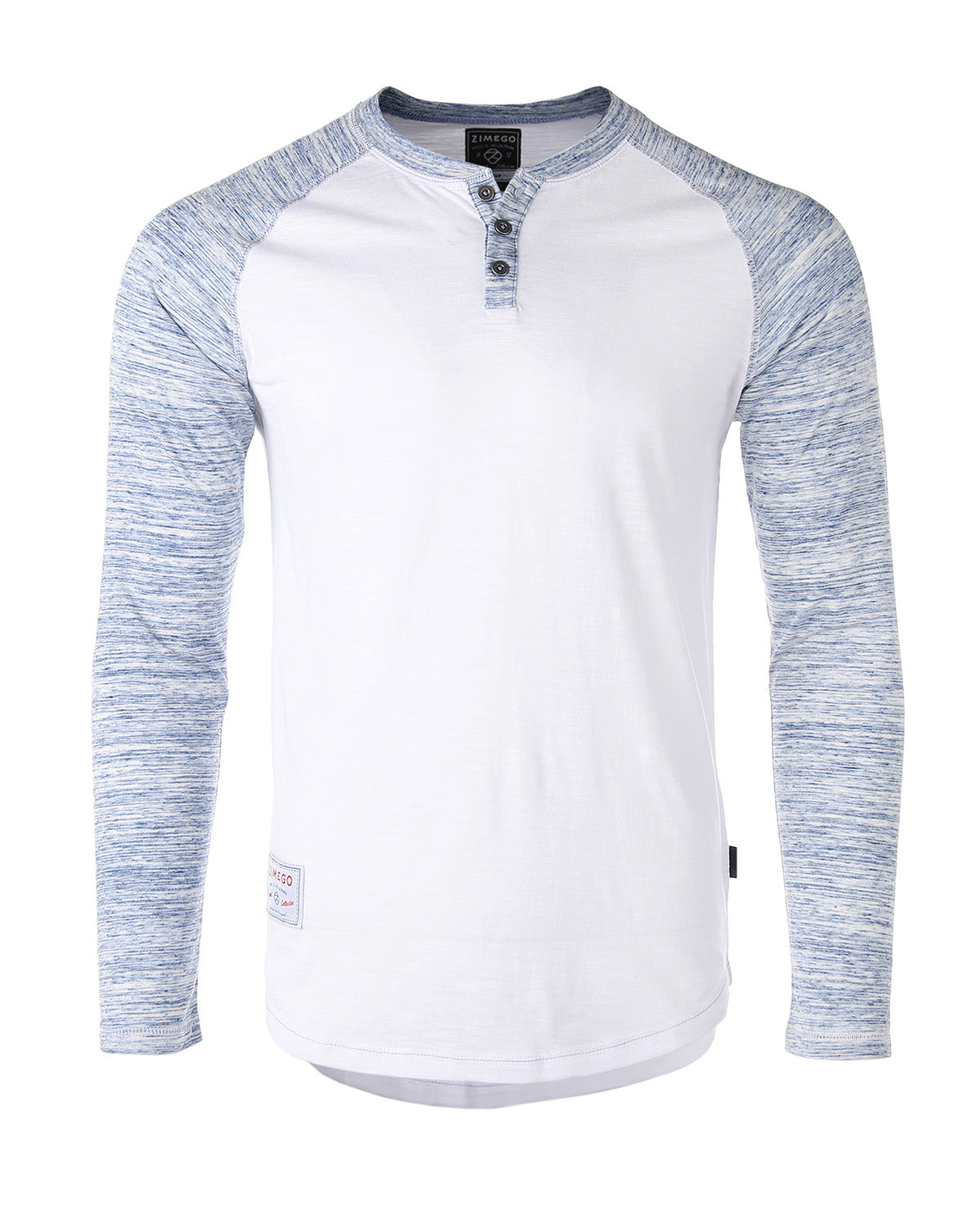 Long Sleeve Athletic Stripes Arm Contrast Raglan Henley