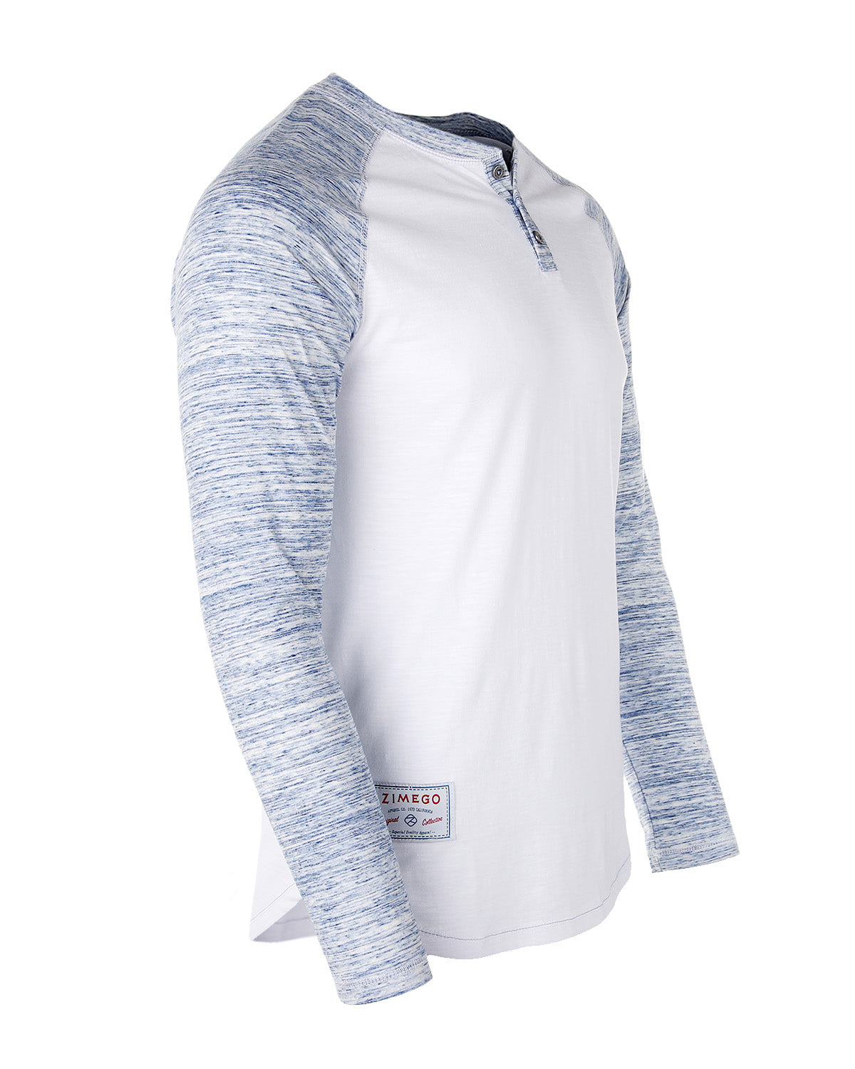 Long Sleeve Athletic Stripes Arm Contrast Raglan Henley