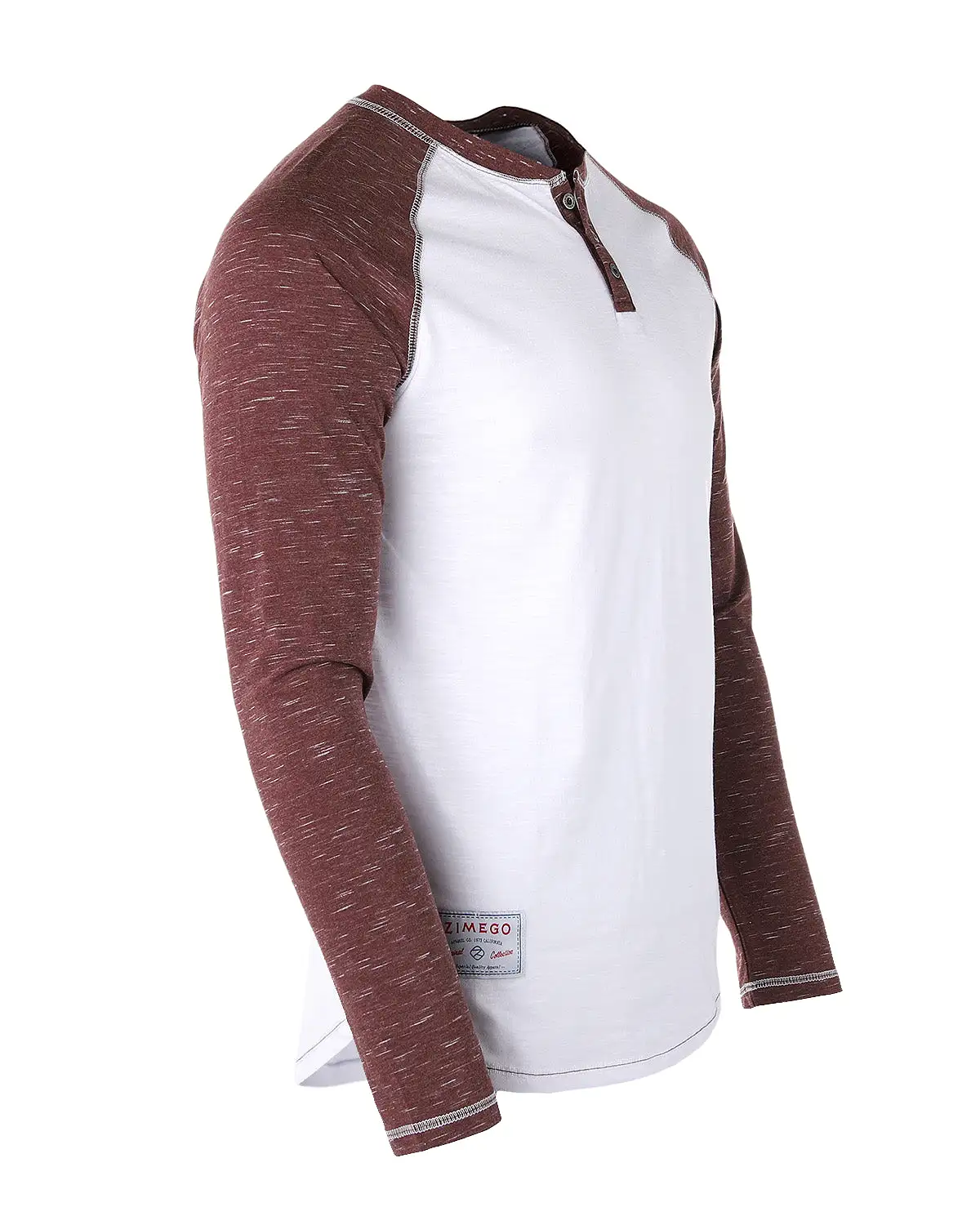 Long Sleeve Athletic Stripes Arm Contrast Raglan Henley