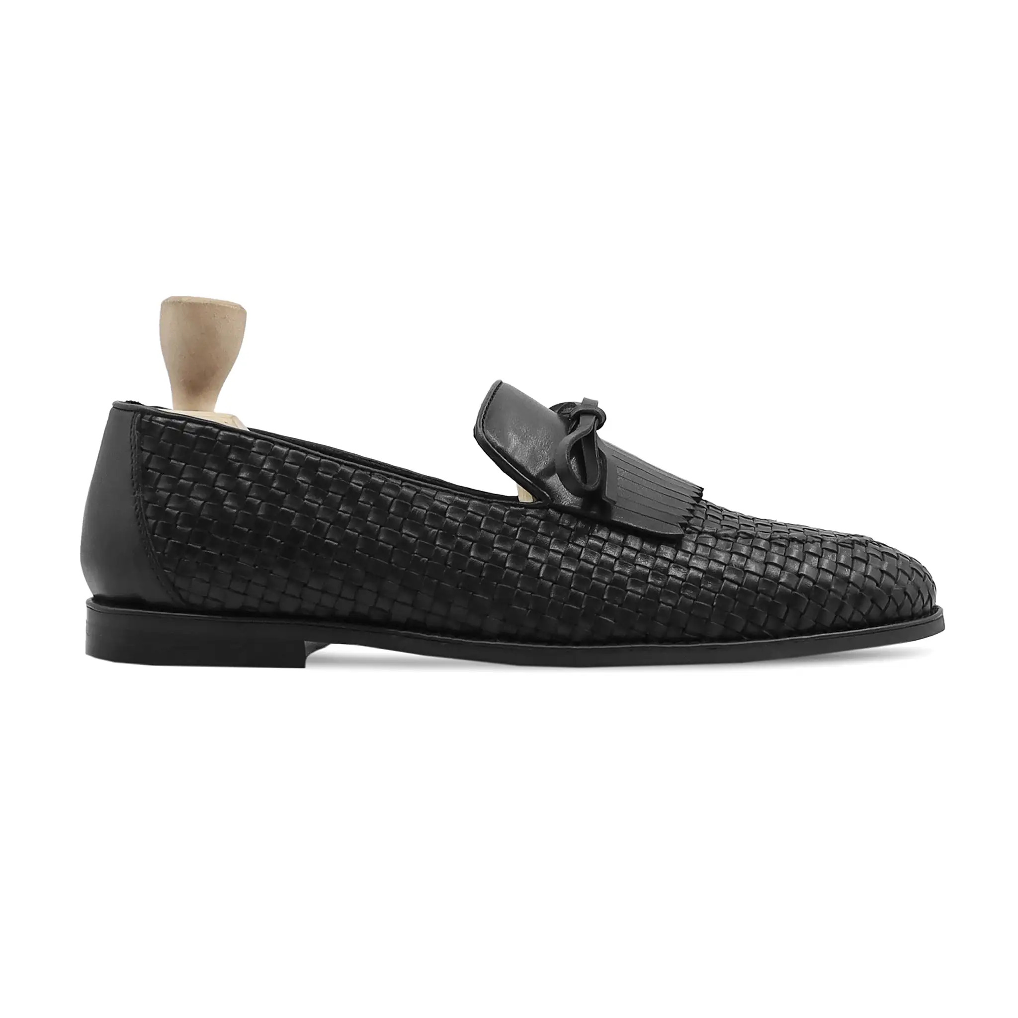 Lublin - Men's Black Hand Woven Leather Loafer