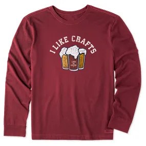 Men's I like Crafts Long Sleeve Crusher Tee - Cranberry Red - 115353