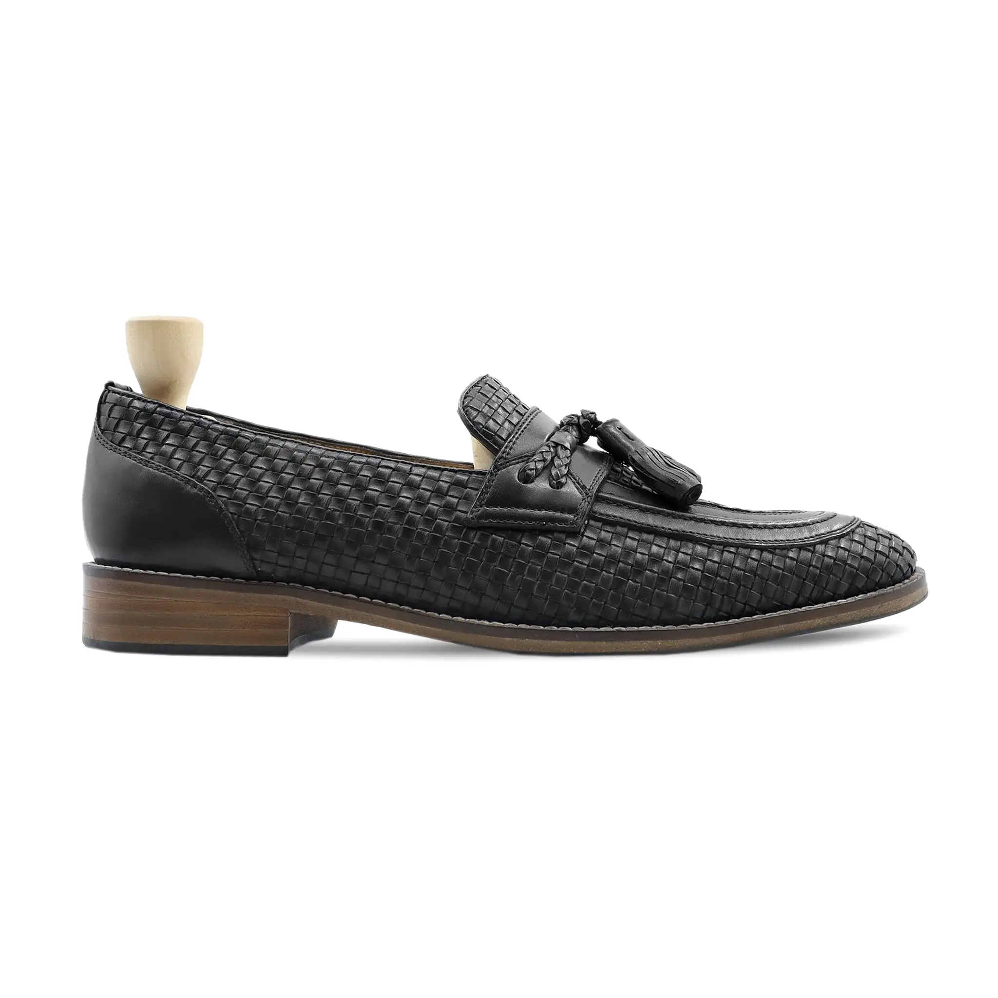 Mosta - Men's Black Hand Woven Leather Loafer