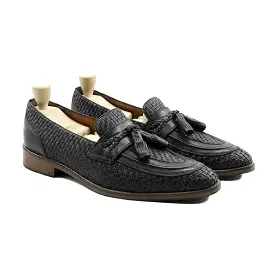 Mosta - Men's Black Hand Woven Leather Loafer