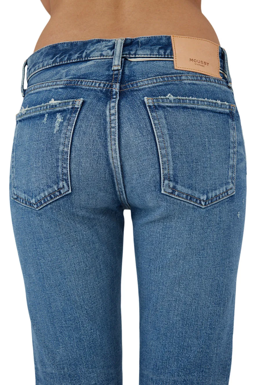 Moussy Denim Avenal Tapered Jeans in Blue