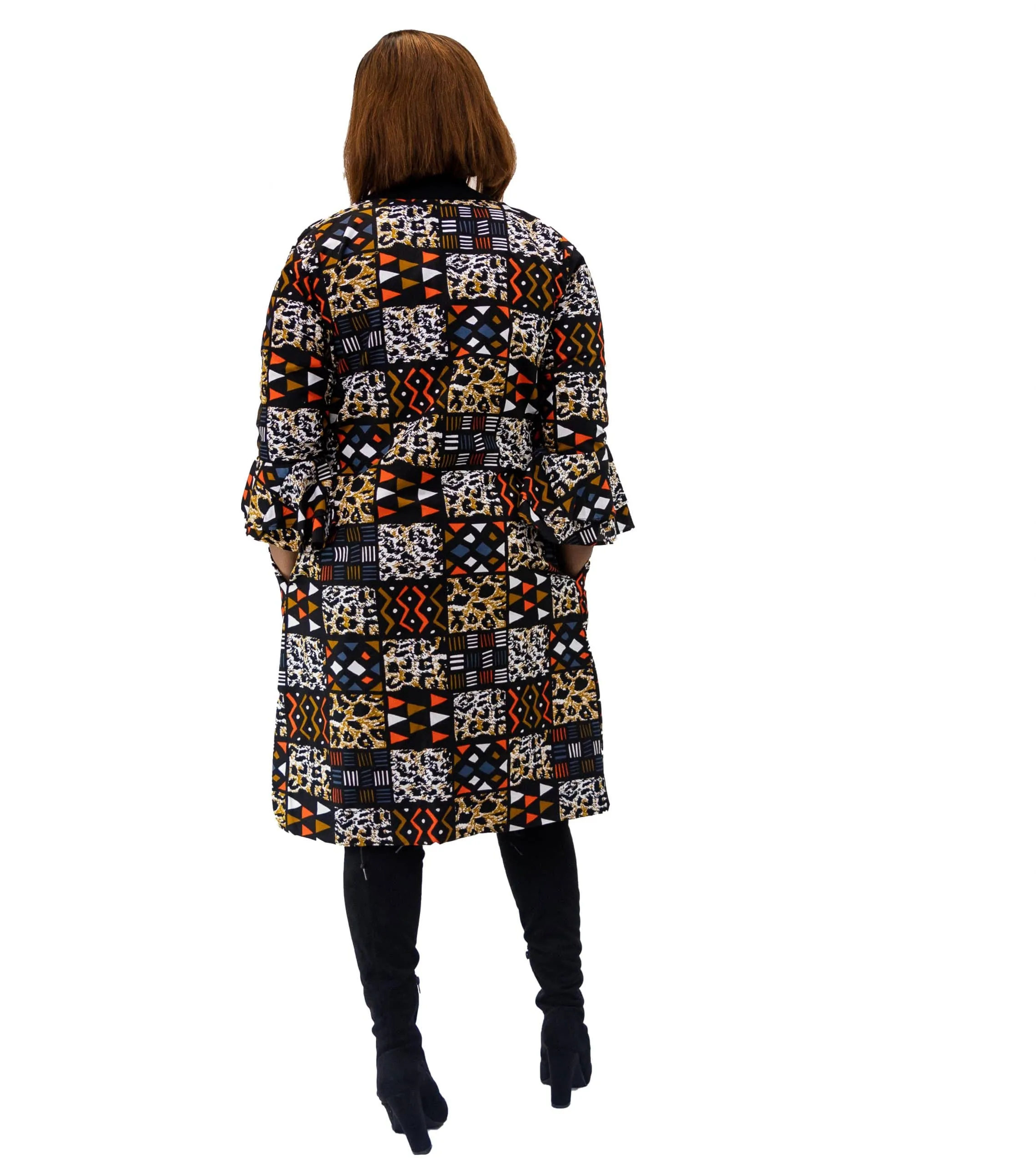 Nadia African Patchwork Print Duster Coat - African Clothing Store | JT Aphrique