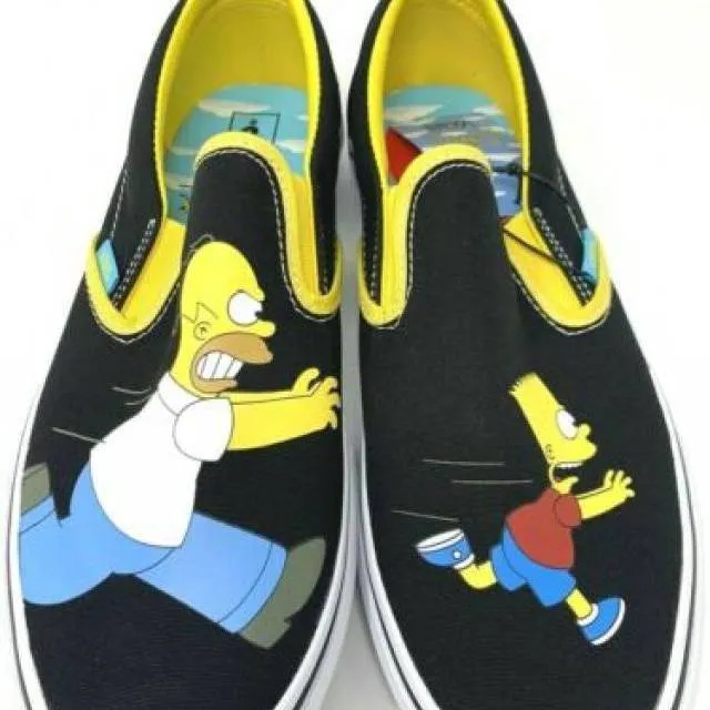 New vans x the simpsons slip on home & bart black mens exclusive rare new