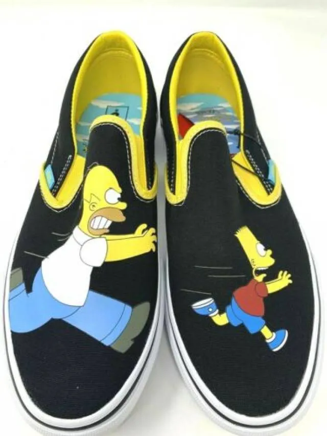 New vans x the simpsons slip on home & bart black mens exclusive rare new