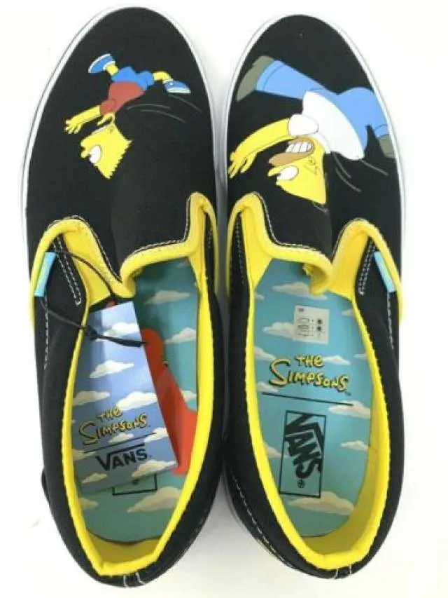 New vans x the simpsons slip on home & bart black mens exclusive rare new