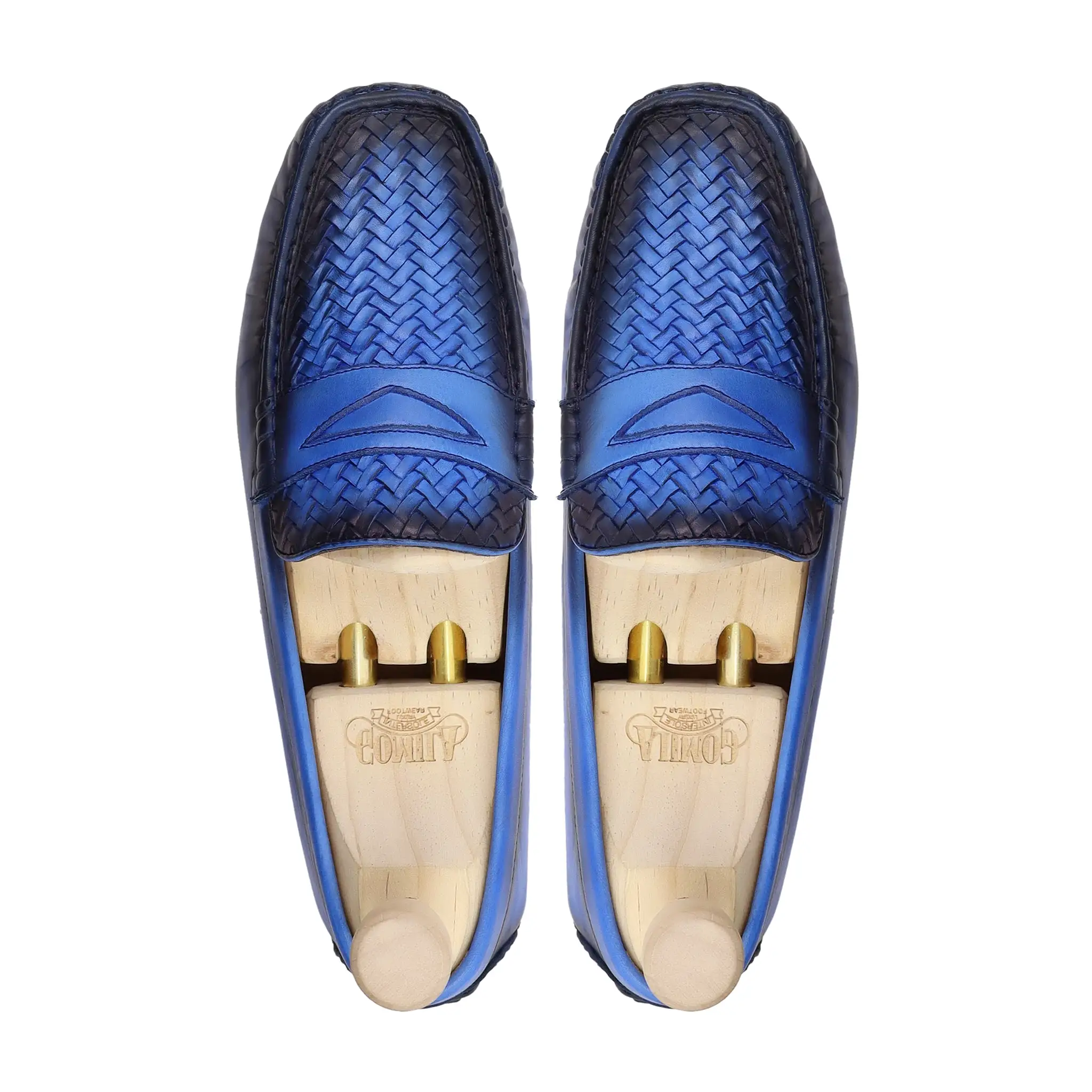 Nuku - Men's Burnish Blue Calf And Hand Woven Driver Shoe