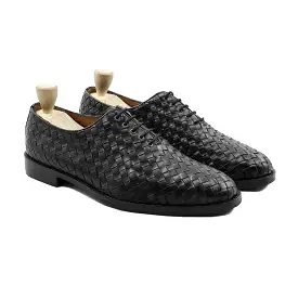 Osaka - Men's Black Hand Woven Calf Leather Wholecut Shoe