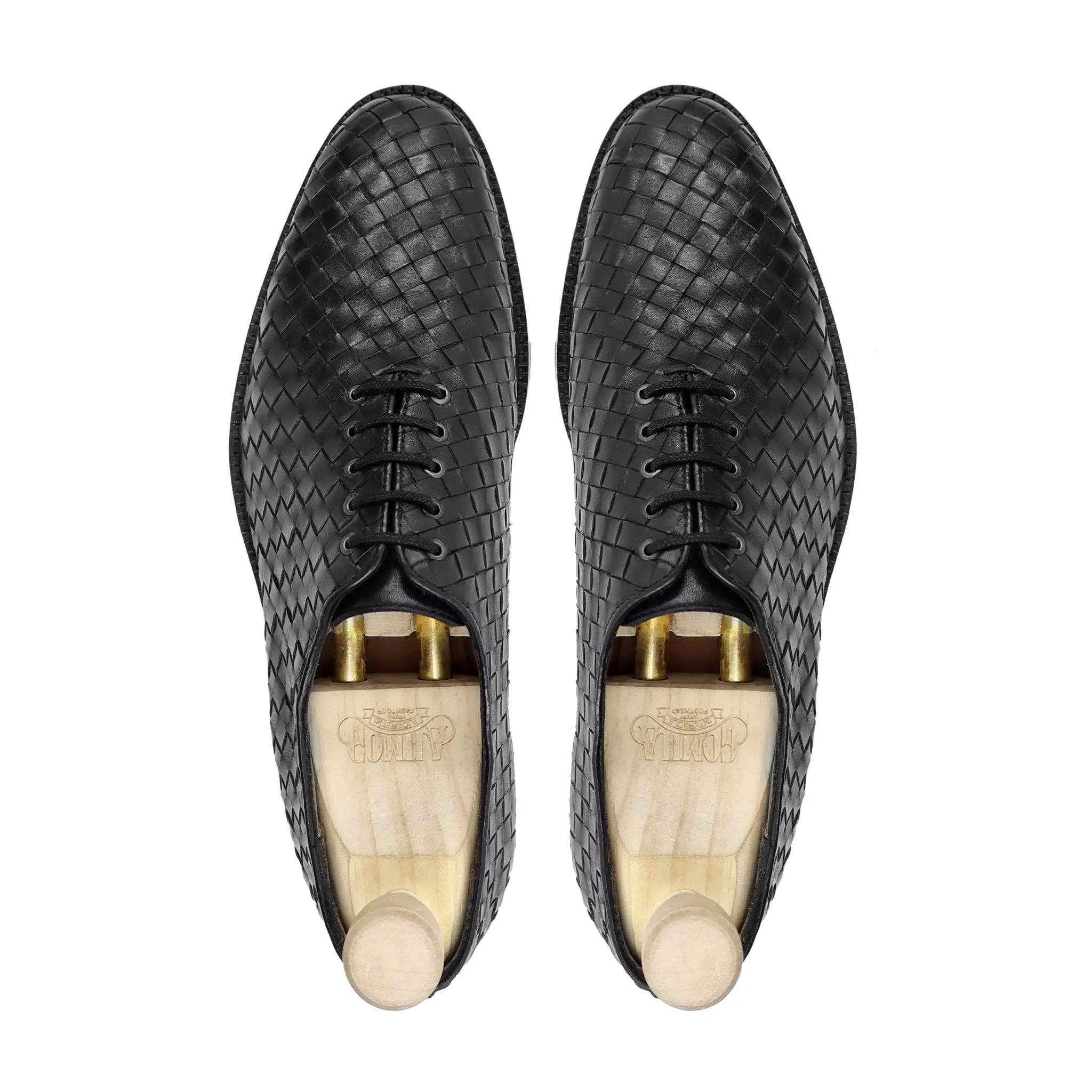 Osaka - Men's Black Hand Woven Calf Leather Wholecut Shoe