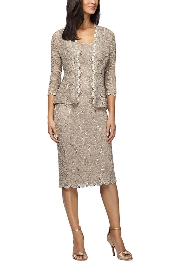 Petite Sheath Lace Jacket Dress