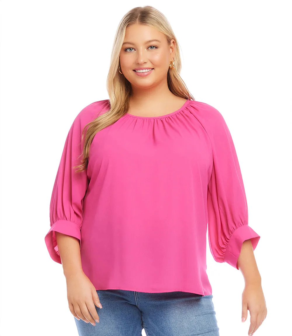 Plus Size Blouson Sleeve Top