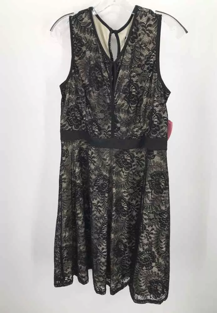 Pre-Owned Kate Kasin Black Size XL Lace Knee Length Sleeveless Dress